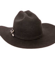 A back view of a cattleman black felt cowboy hat