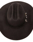 A top view of a Black Cattleman Felt Cowboy Hat 