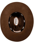 A bottom view of a Brown Cattleman Felt Cowboy Hat 