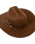 A rear view of a Brown Cattleman Felt Cowboy Hat 