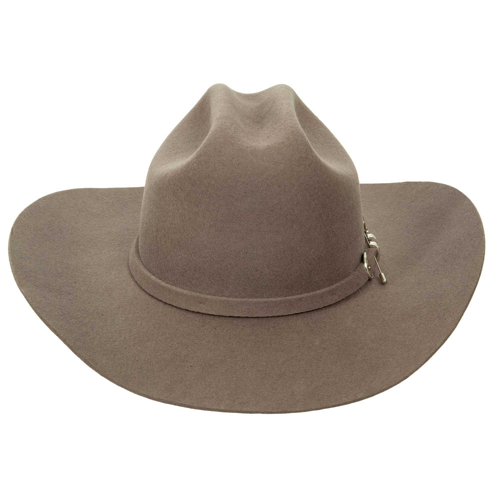 A front view of a Gunsmoke Cattleman Felt Cowboy Hat 