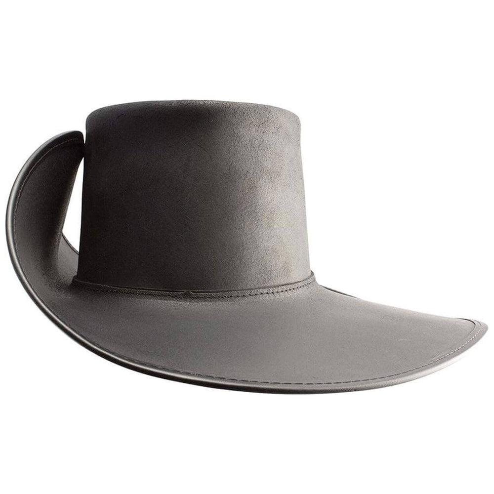 Unbanded Black Leather Cavalier Hat by American Hat Makers