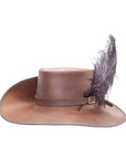 Cavalier Brown Leather Hat with a Musket band by American Hat Makers