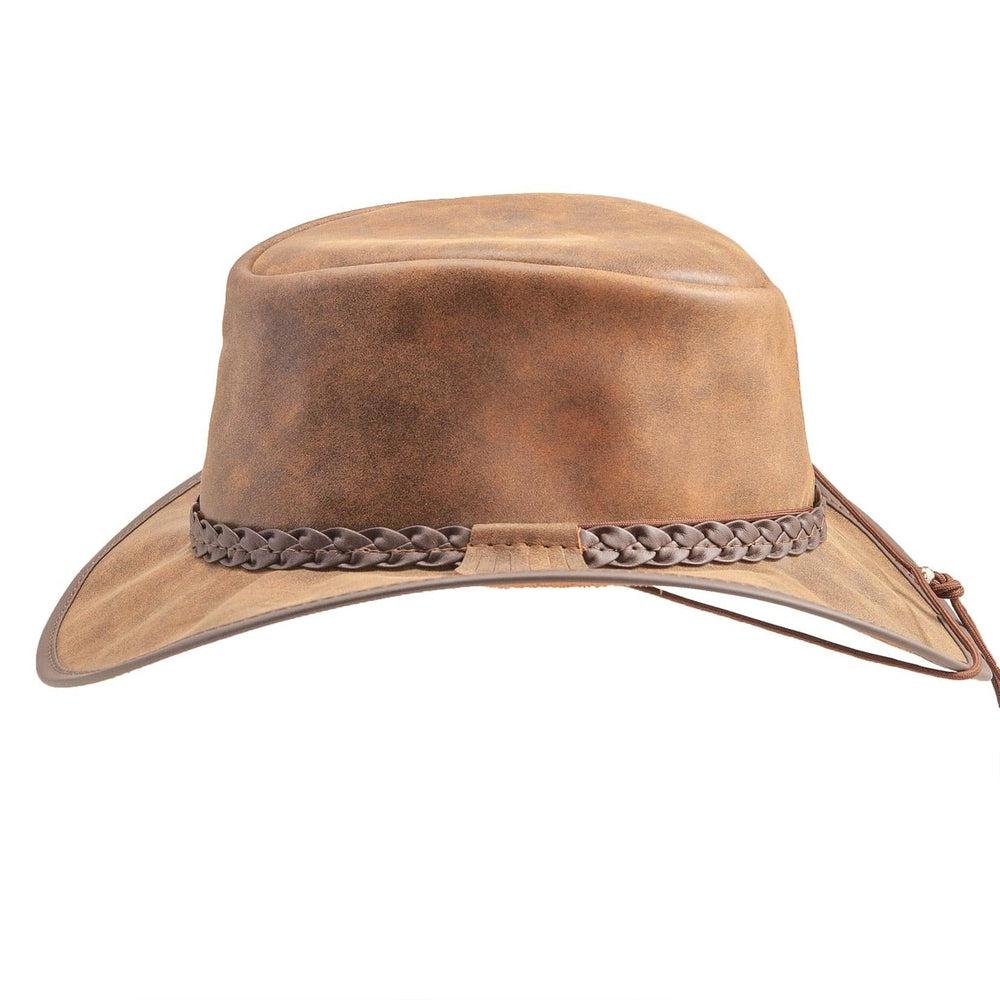 Crusher Bomber Brown Outback Leather Hat by American Hat Makers