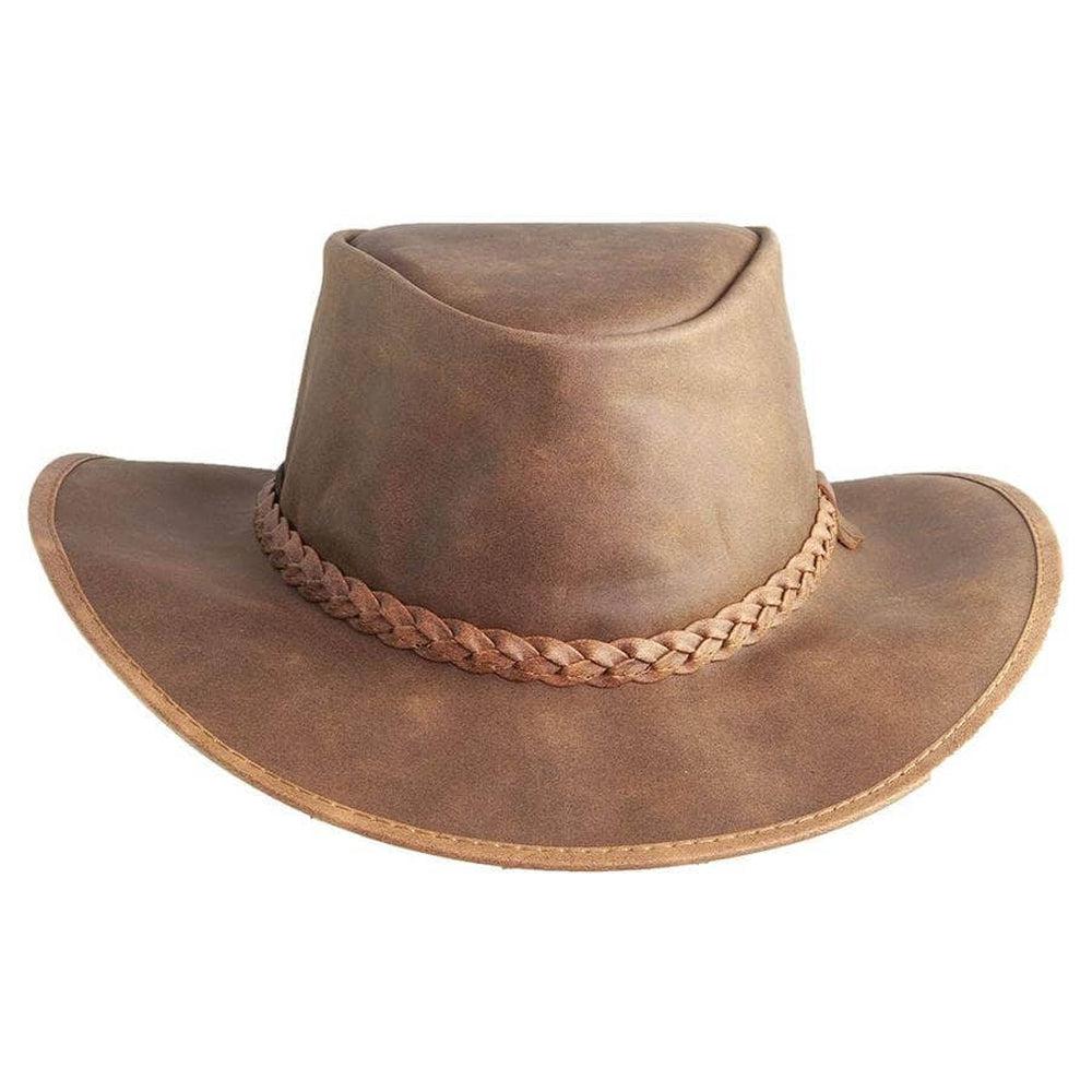 New American Hat Makers Crusher Leather Bomber Brown Hat