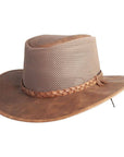 A angle view of a Breeze Copper Leather Mesh Sun Hat