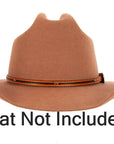 Debonair Leather Cowboy Hat Band with silver buckle on a brown hat