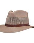 Angle view of Milan Tan Straw Fedora Hat 