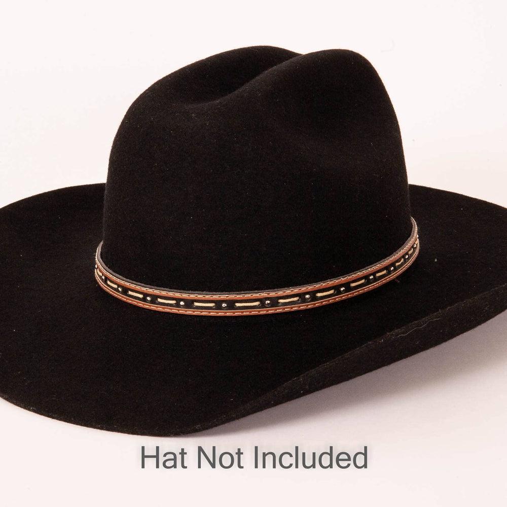Dillon Black Hat Band on a black felt hat