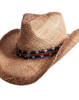 A side view of a Dusty brown straw cowboy hat by American Hat Makers