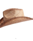A side view of Dusty natural straw cowboy hat 