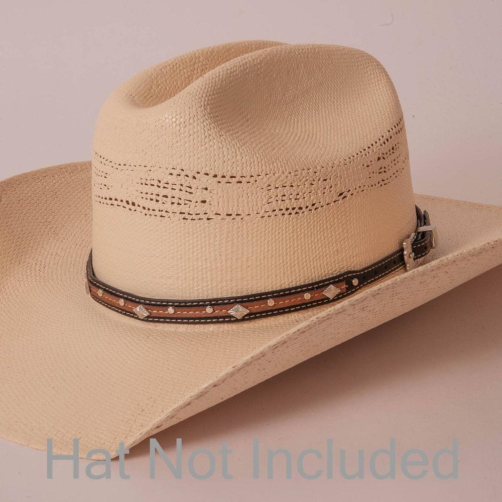 Eastwood Brown Star Cowboy Hat Band on a cream hat