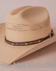 Eastwood Brown Star Cowboy Hat Band on a cream hat