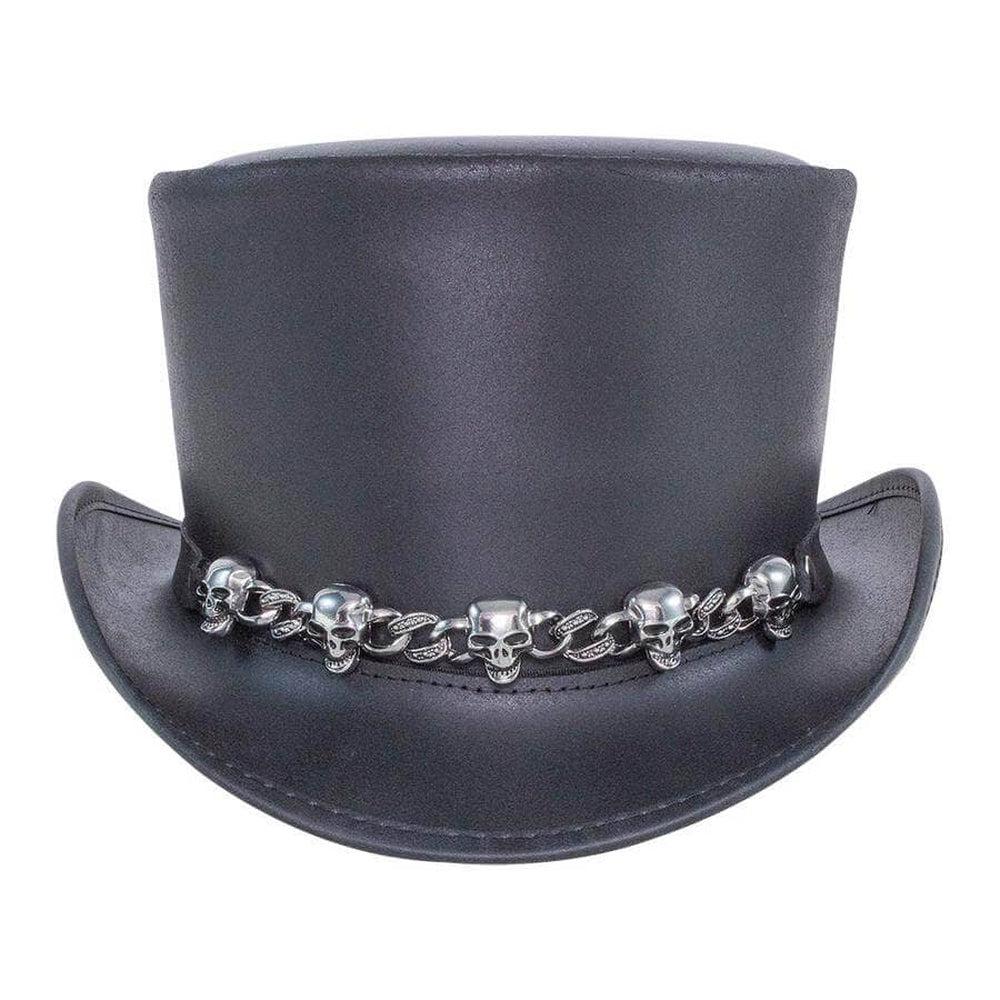 Top Hat with Skull high quality Print - Black Color - Handmade with 100% Cowhide Leather - New with Tags - with Warranty