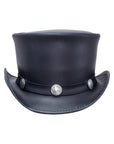 El Dorado Black Leather Top Hat, Buffalo Band by American Hat Makers