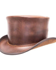 Unbanded El Dorado Brown Leather Top Hat by American Hat Makers