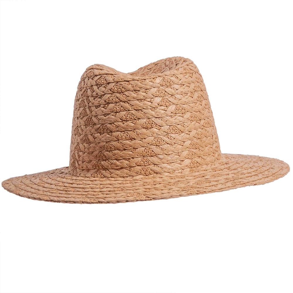 A back view of Fabian brown straw sun hat 
