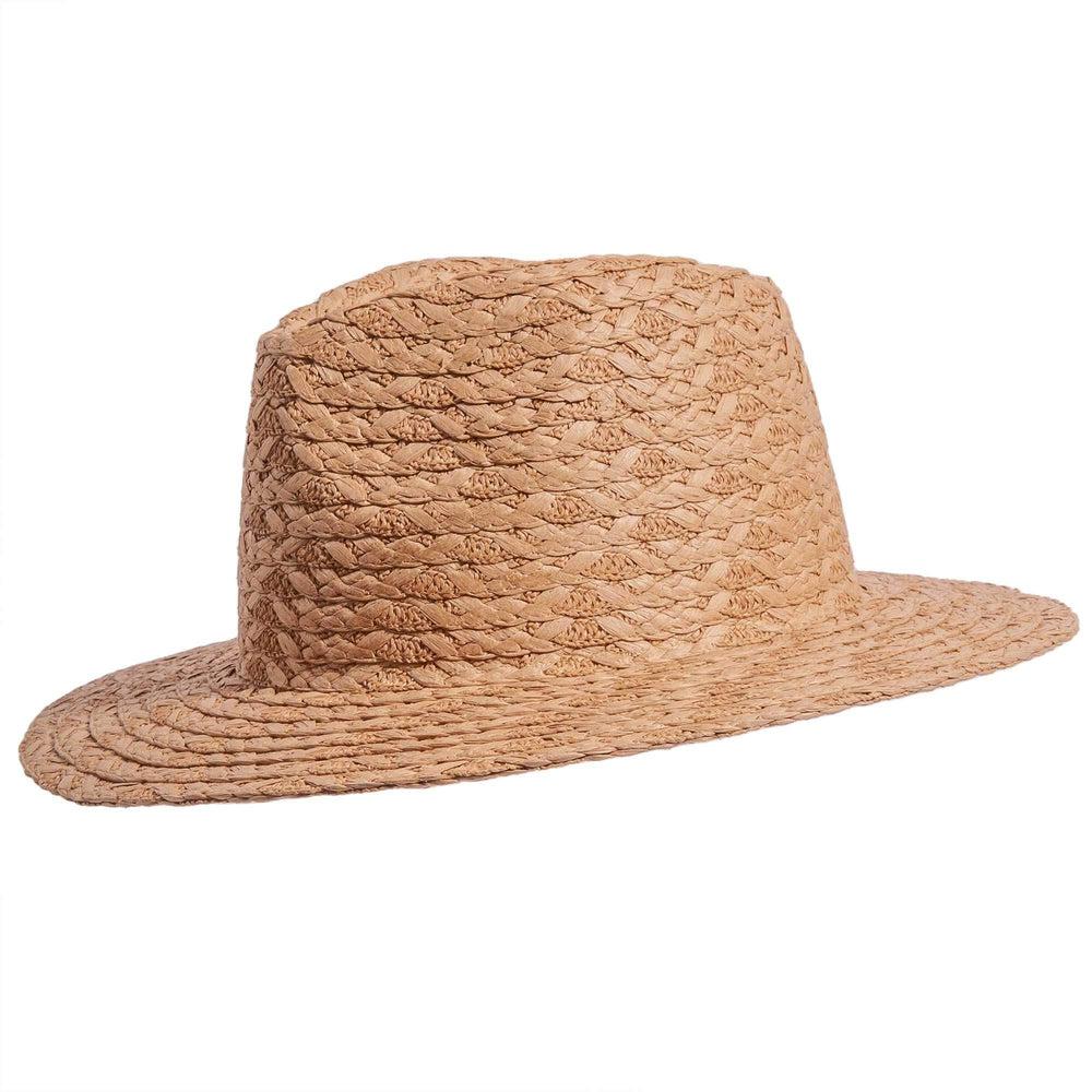 An angle left view of Fabian brown straw sun hat 