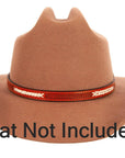 Fargo Tooled Leather Cowboy Hat Band with silver buckle on a brown hat