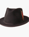 An angle view of Filmore Black Felt Fedora Hat 