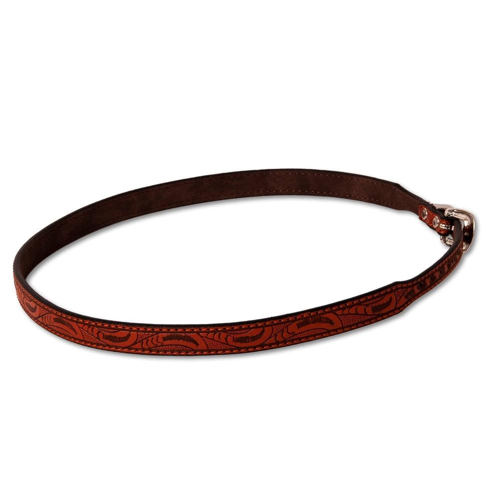 A side view of a Firebird Brown Leather Cowboy Hat Band