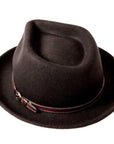 A back view of the black fedora hat