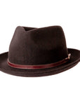 A right view of a black fedora hat