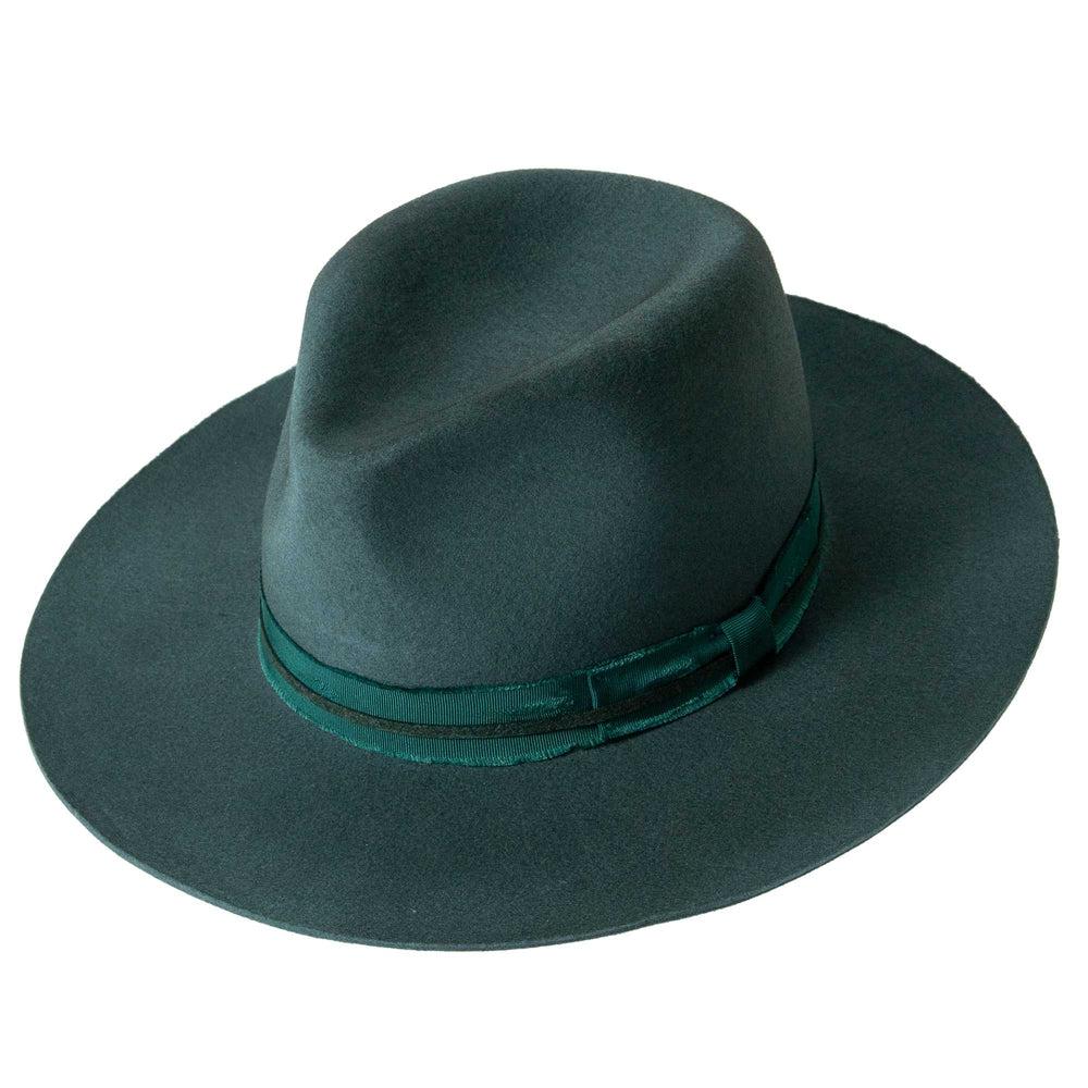 An angle view of Greenwich Felt Fedora Hat 