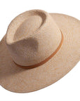 A top angled view of Johvan cream straw sun hat 