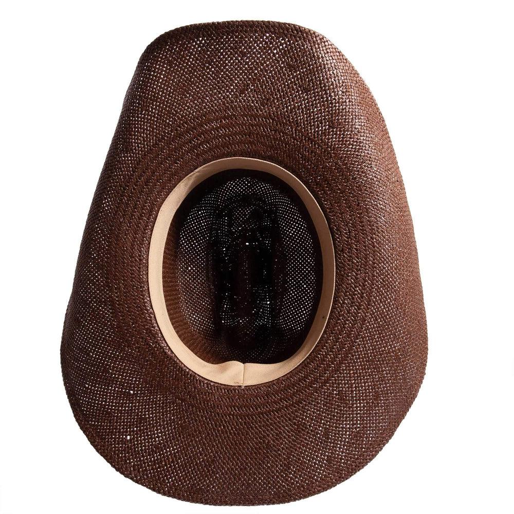 An bottom view of Koda brown straw cowboy hat 
