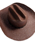 A back top view of Koda brown straw cowboy hat 