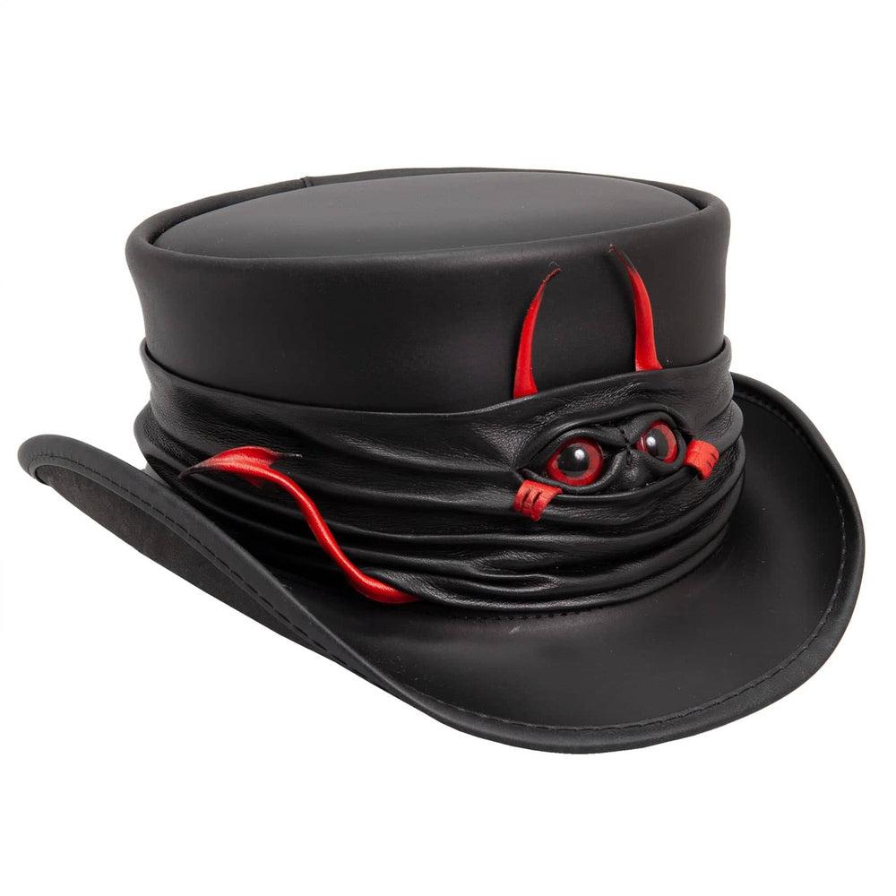 Marlow Lil Evil Black Leather Top Hat by American Hat Makers