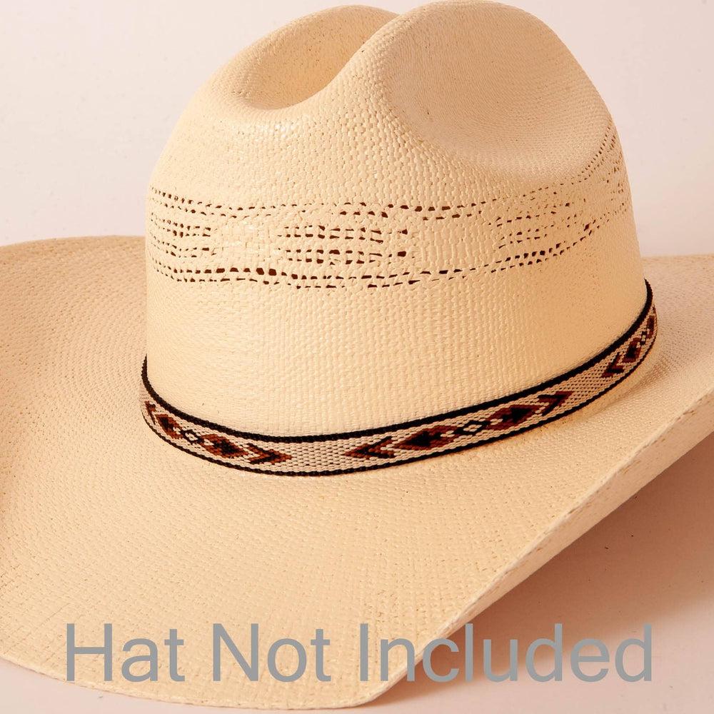 Lone Wolf Black Cowboy Hat Band on a cream hat
