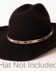 Lone Wolf Black Cowboy Hat Band on a black felt hat