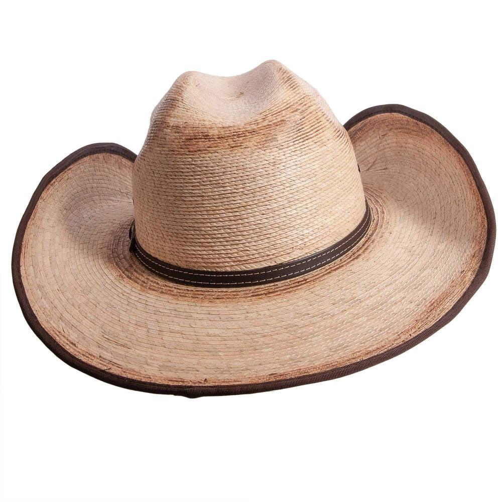 A back view of Lucas distressed straw cowboy hat 