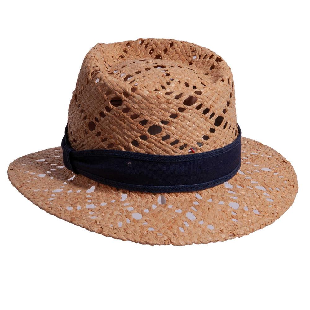A right side view of Markie brown fedora straw hat