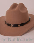 Marshall Black Leather Cowboy Hat Band on a brown felt hat