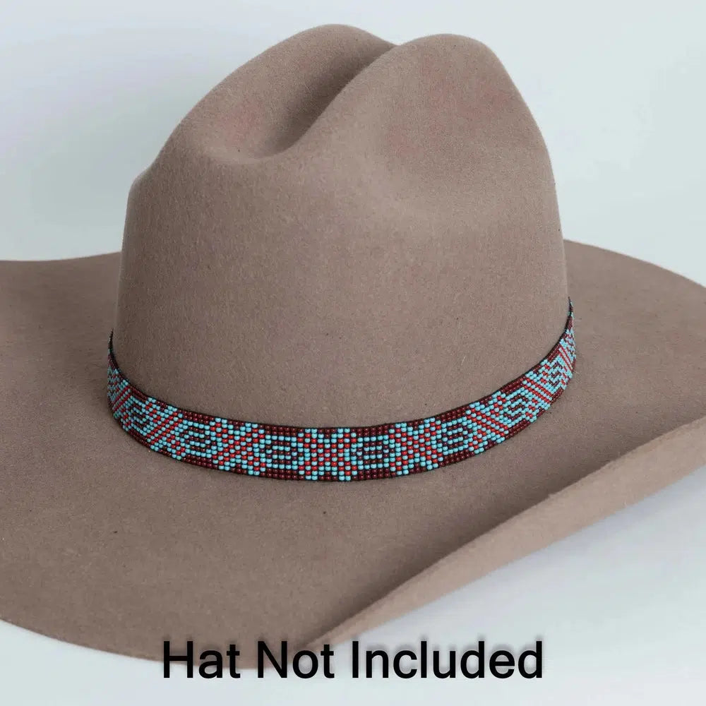 Maverick blue and red beaded hatband by American Hat Makers