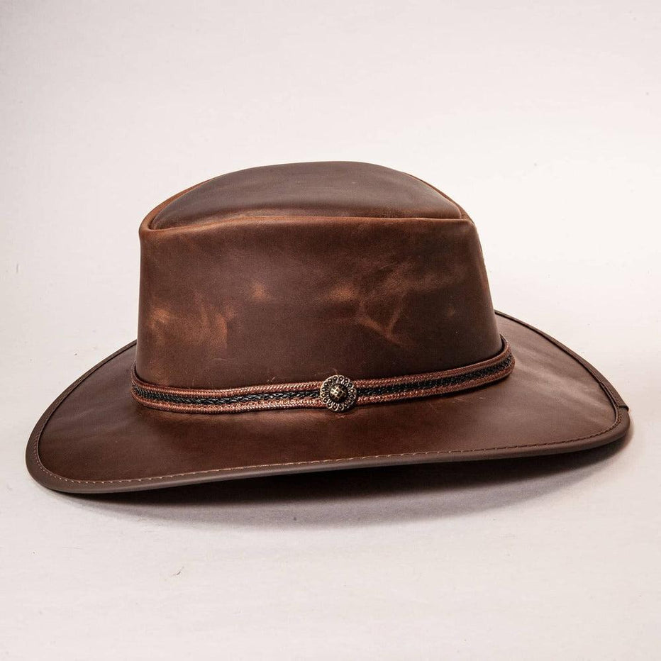 Leather Outback Hat - The Womens Midnight Rider – American Hat Makers