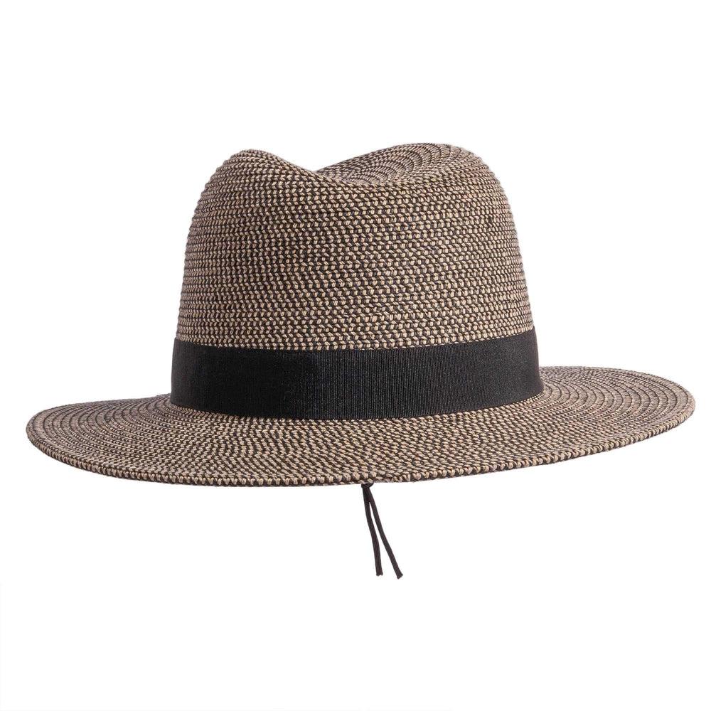 A front view of Nero black straw sun hat 