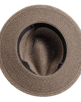 An bottom view of Nero black straw sun hat 
