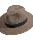 A top view of Nero black straw sun hat 