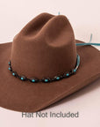 Nizhoni Turquoise Hat Band on a brown hat