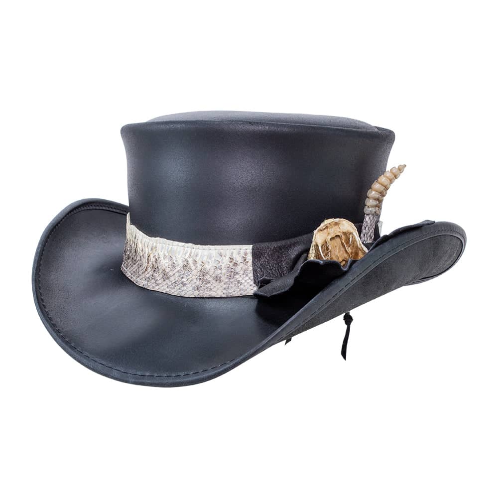 Pale Rider | Leather Top Hat with Rattlesnake Hat Band – American Hat ...
