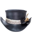 Pale Rider Black Finished Top Hat with Rattlesnake Band by American Hat Makers