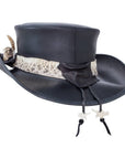 Pale Rider Black Finished Top Hat with Rattlesnake Band by American Hat Makers