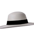 A side view of a Pamela White Panama Hat 