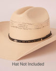 Piney Black Hat Band on a cream hat
