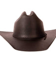A front view of a Pioneer Black Straw Cowboy Hat 