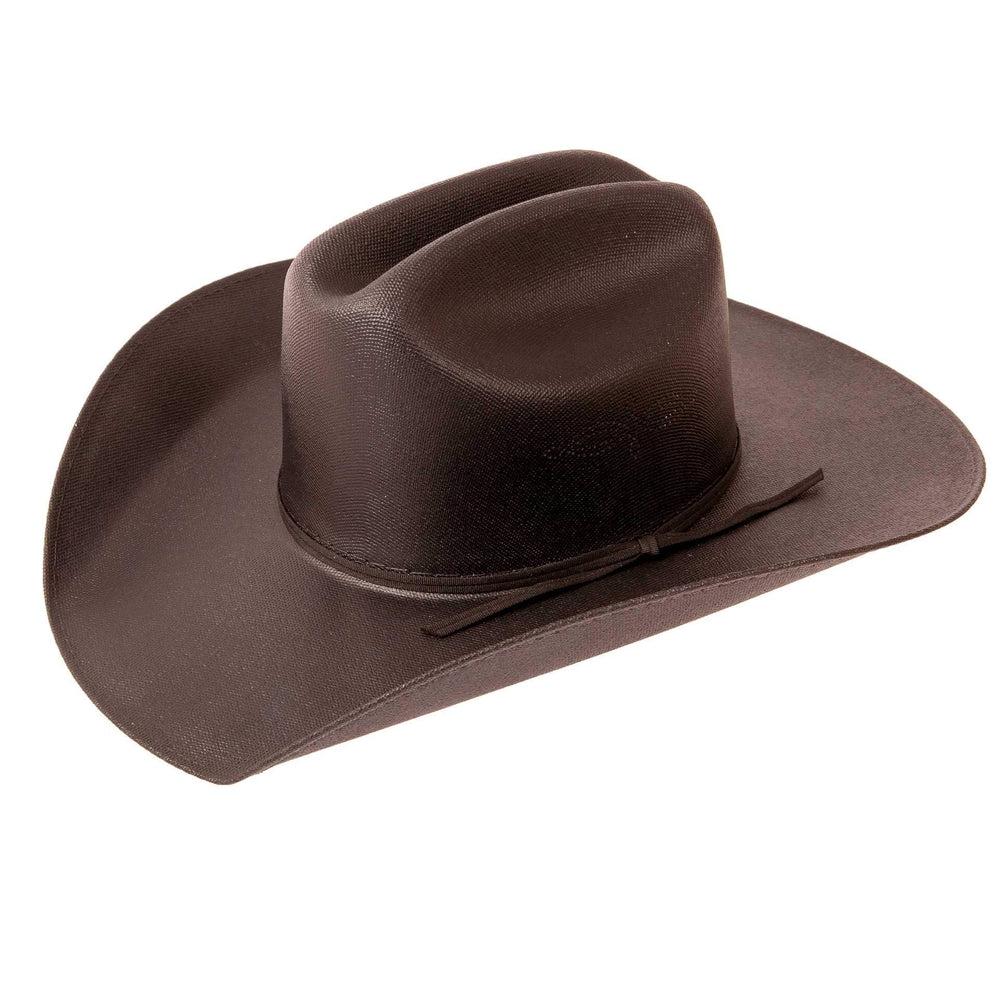 A right view of a Pioneer Black Straw Cowboy Hat 
